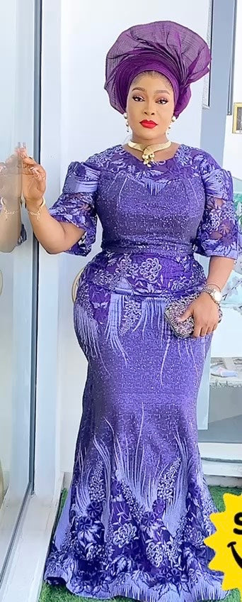 Purple Embroidered Mermaid Dress | Wedding Guest Mother of The Bride Birthday Party Evening Gown
