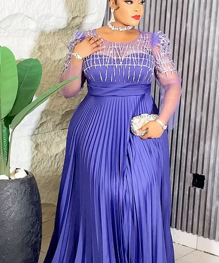 Pleated Embellished Maxi Dress | Wedding Guest Mother of The Bride Gala Birthday Party