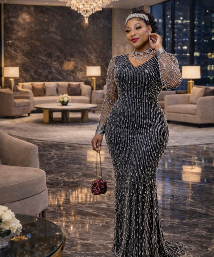 Glamorous Beaded Embellished Evening Party Gown for Wedding Guest Mother of The Bride Birthday Dinner