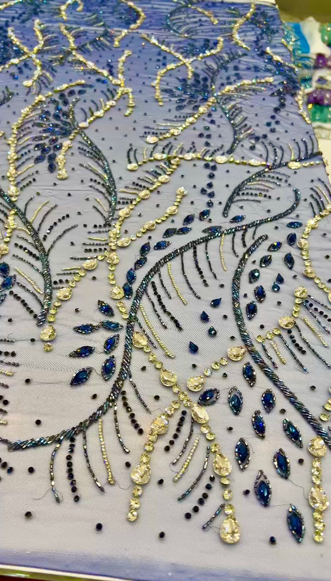 Swarovski Crystal Hand-Beaded Fabric Dressmaking | Wedding Evening Gown Birthday Pageant Prom Dress