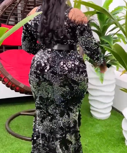 Burgundy Cold Shoulder Sequin Feathered Maxi Dress for Wedding Guest Birthday Party Engagement Ceremony