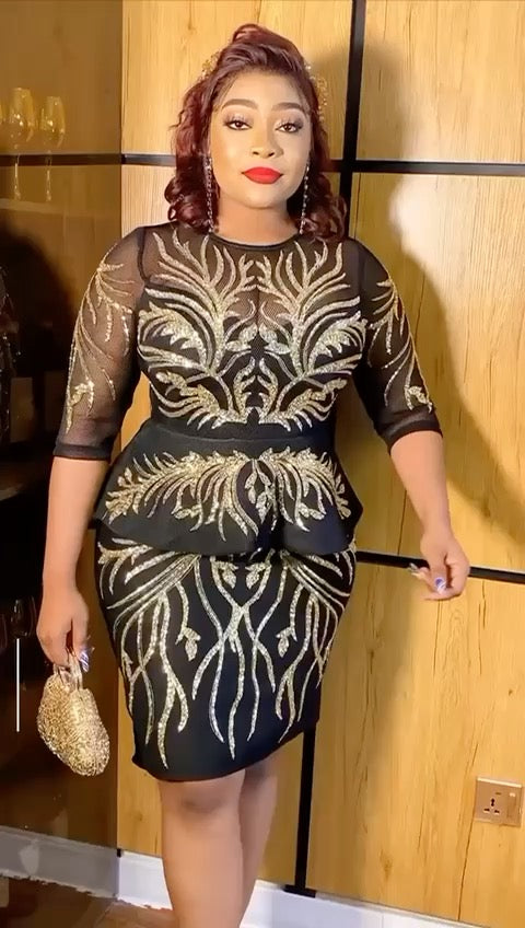 Short Sleeve Embellished Dress