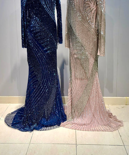 Fringe Crystal-Embellished Maxi Dress | Bridal Wedding Birthday Prom