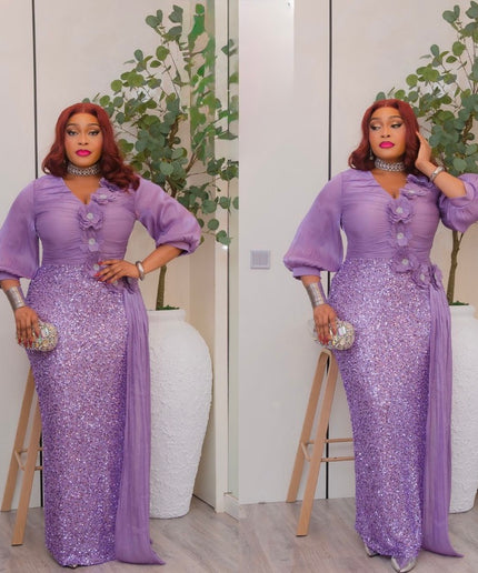 Gold Sequin Embellished Draped Maxi Dress: Wedding Mother of The Bride Cocktail Birthday Party