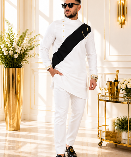 African Men's Burgundy Embroidered 2-Piece Outfit, Cotton Long Sleeve Mandarin Collar Shirt & Pants: Wedding Guest Groom Groomsmen Graduation Church Anniversary Birthday Party Buba & Sokoto Attire