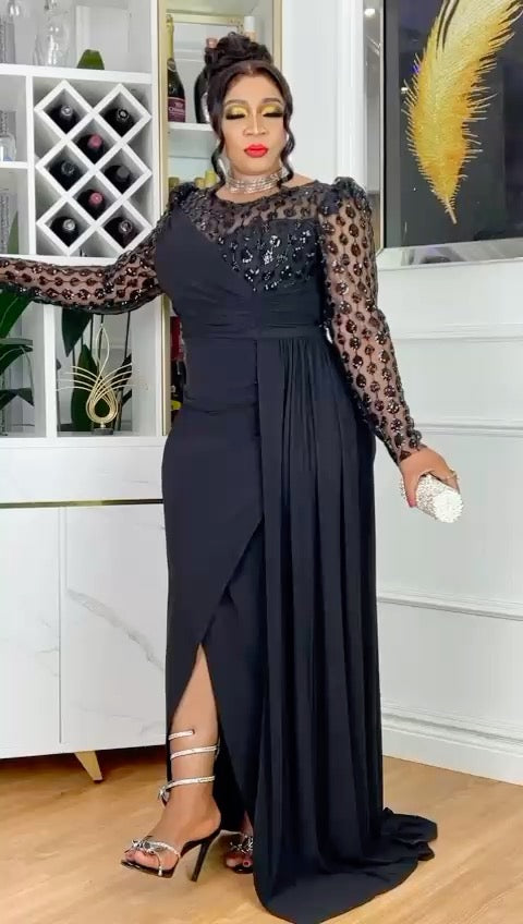 Sequin Side Draped Maxi Dress | Wedding Guest Mother of The Bride