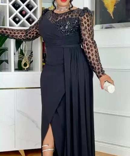 Sequin Side Draped Maxi Dress | Wedding Guest Mother of The Bride