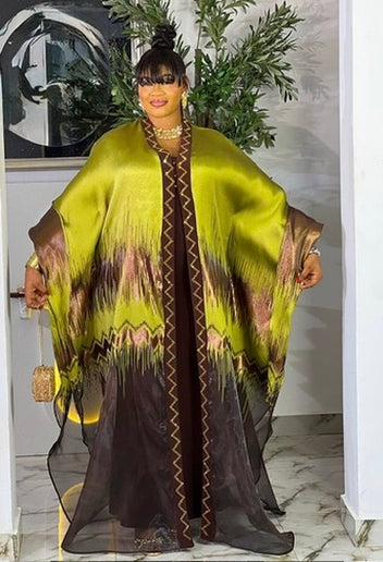 Classy Blue Brocade Rhinestone Kaftan Dress, African Bubu Wedding Attire Engagement Ceremony Church Gala Anniversary Birthday Party 2-Piece Outfit