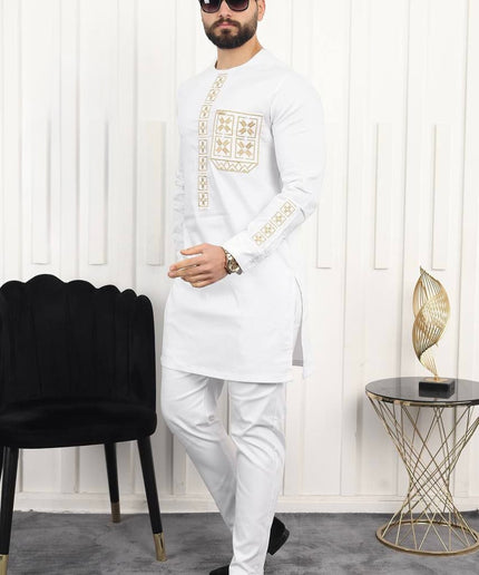 Luxury Men's Embroidered Agbada 3-Piece Set: African Wedding Attire Groom Groomsmen Aso Ebi Father of The Bride Nigerian Party Traditional Wear