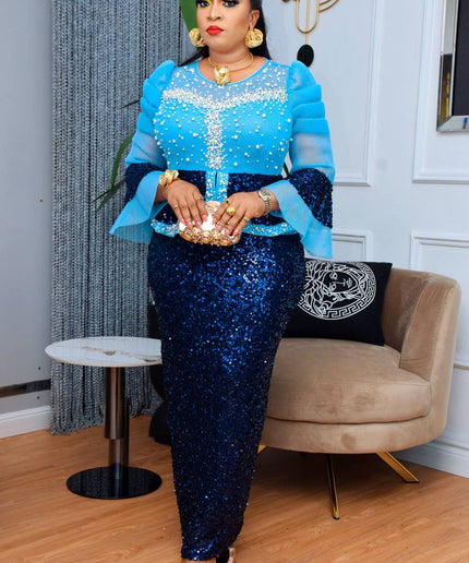Sequin Embellished Peplum Maxi Dress | Women's Fashion Wedding Guest Mother of The Bride