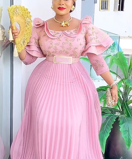 Ruffle Embellished A-Line Gown