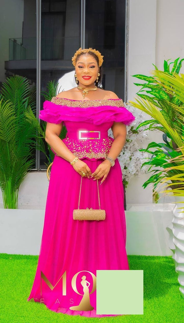 Off-The-Shoulder Ruffled Maxi Dress | Wedding Guest Fashion Birthday Party Mother of The Bride