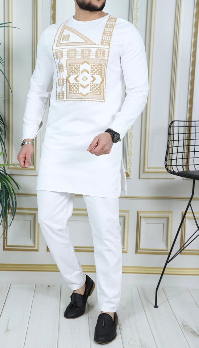African Men's Clothing Embroidered Shirt Pants Cotton