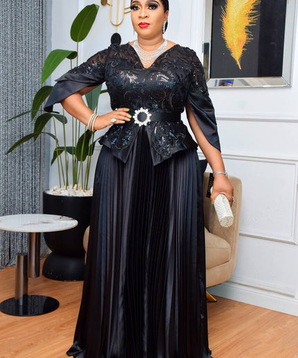 Statement Sleeve Sequin Peplum Top and Skirt | Mother of The Bride Birthday Party Wedding Guest