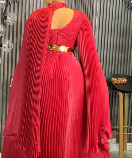 Asymmetric Pleated Draped Maxi Dress - Birthday Photoshoot Cocktail Dinner Wedding Guest Party