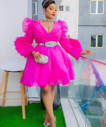 Ruffle Sleeve Wedding Guest Dress Skater Circle | Birthday Party Bridal Photoshoot Graduation Wedding Guest Ceremony