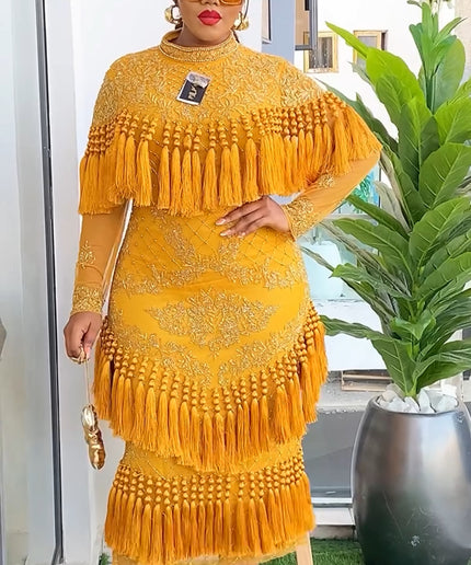 Tassel Beaded Embroidery Party Dress | Mother of The Groom Celebrant Bridal Photoshoot Graduation
