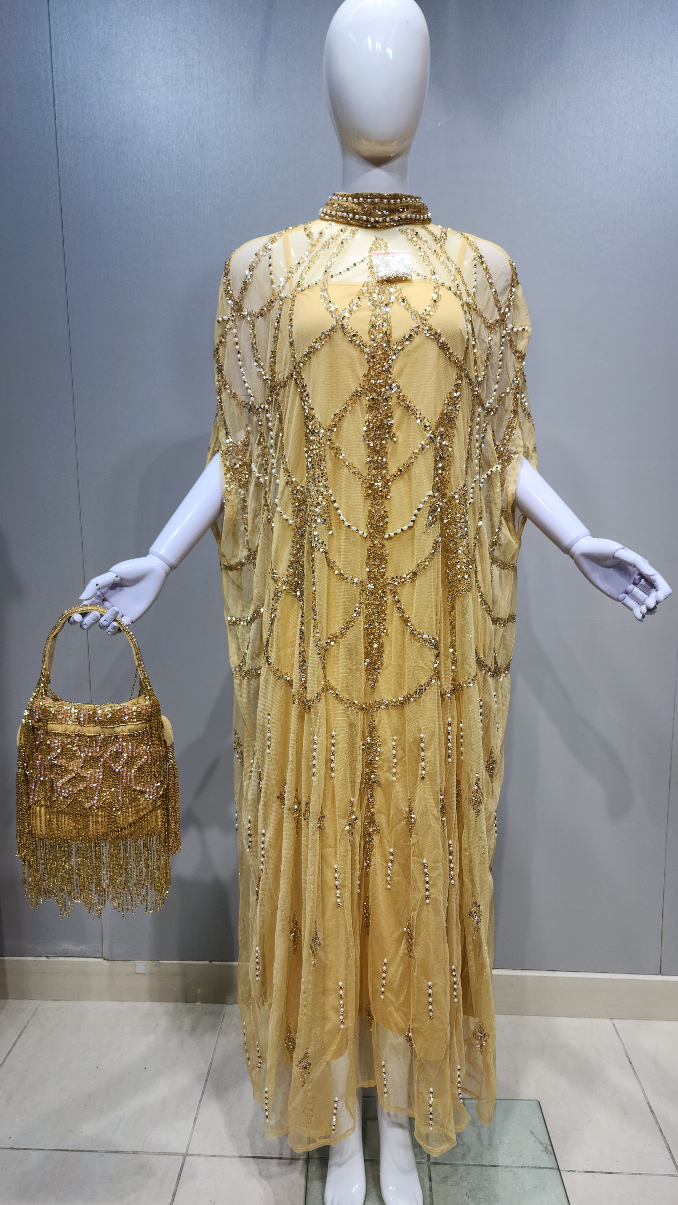 Gold Beaded Kaftan, Nigerian Wedding Guest Dress African Party Bubu – FASHIONISKO