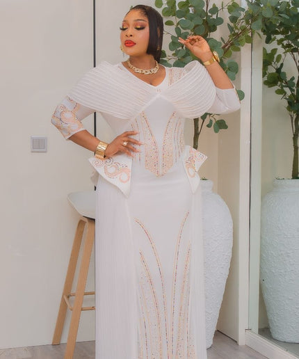Dramatic Pleated Cape Sleeve Embellished White Party Dress: Wedding Guest Birthday Cocktail Dinner Mother of The Groom