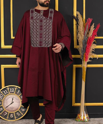 African Men's Clothing Agbada Shirt Pants Embroidery | 4 Colors