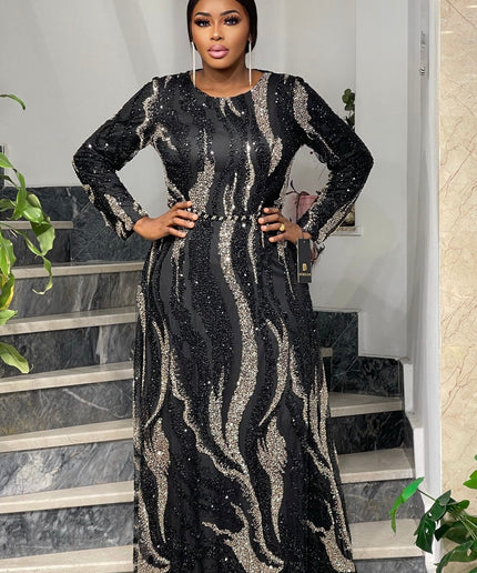 Plus Size Beaded Wedding Guest Dress, Mother of The Bride Maxi Gown, Party Evening Wear Fashion Anniversary Birthday Gala Dinner Cocktail