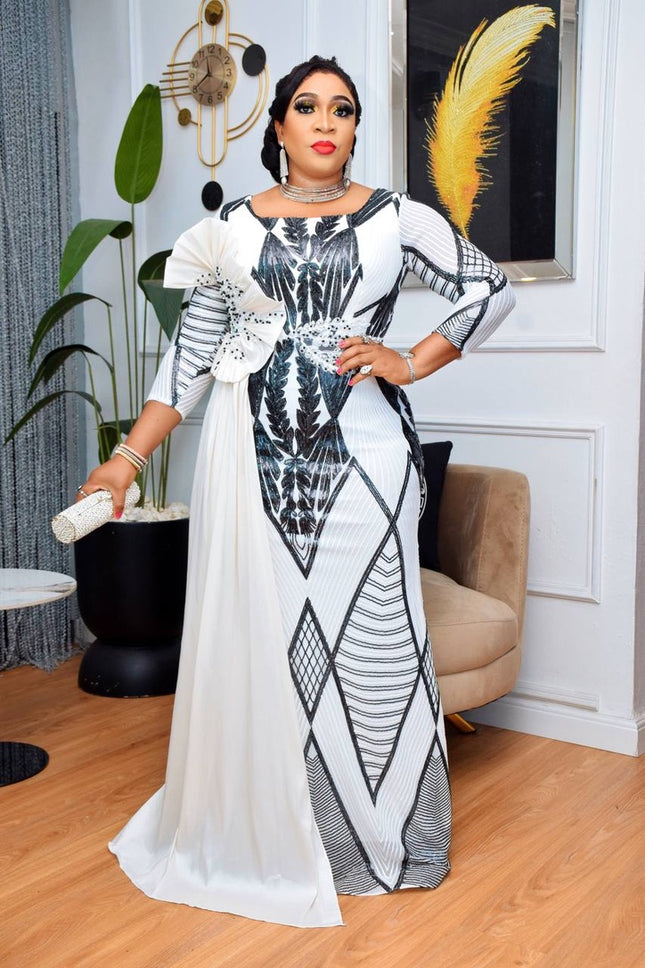 Fabulous Sequin Draped Mermaid Dress | Mother of The Bride Wedding Guest Photoshoot Party Birthday