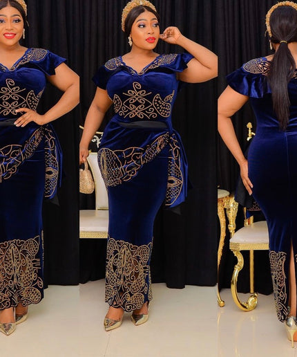 Burgundy Velvet Rhinestones Wrap Dress for Wedding Birthday Cocktail Party