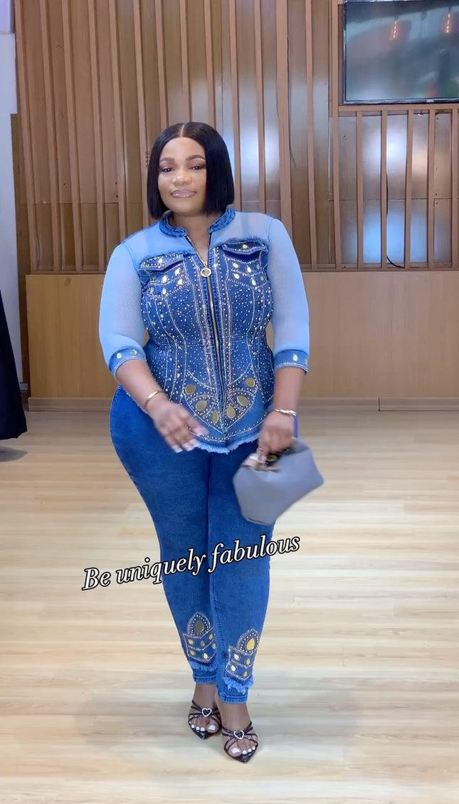 Denim and Diamonds 2 Piece Outfit | Curvy Women's Jeans