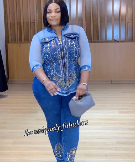 Denim and Diamonds 2 Piece Outfit | Curvy Women's Jeans