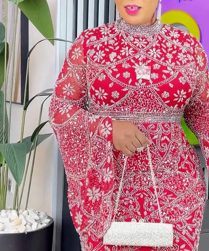 Fancy Embellished Wide Sleeve Maxi Dress | Wedding Guest Birthday Party Gala Anniversary