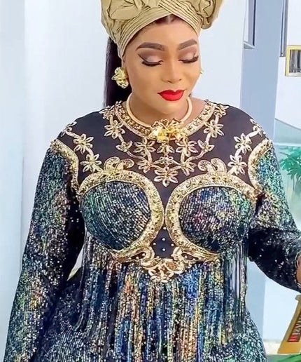 Sequin Fringe Tassel Maxi Dress | Party Celebrant Wedding Birthday
