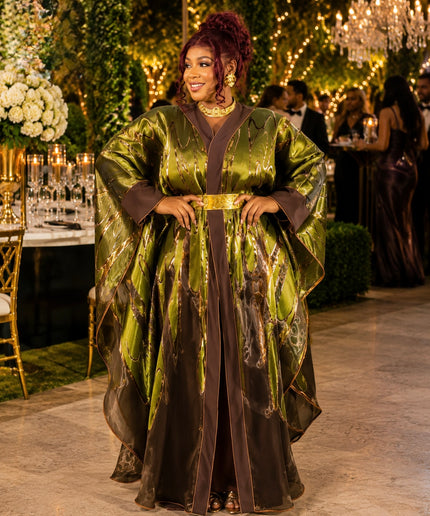 Luxury White & Gold Brocade Kaftan Maxi Dress, African Bubu Wedding Guest Attire Mother of The Groom Birthday Party 2-Piece Outfit