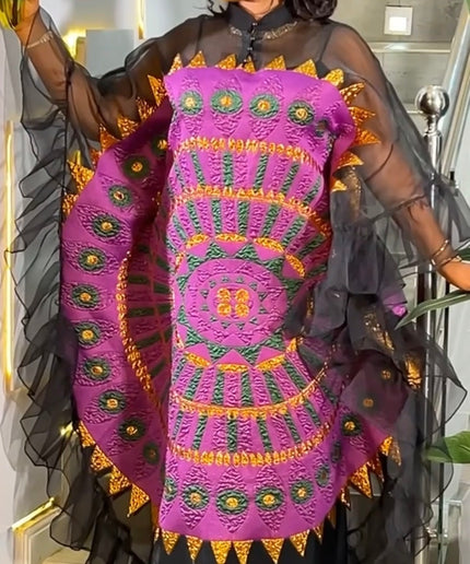 Colorful Brocade Ruffle Kaftan Dress: Wedding Party Cocktail Birthday Dinner
