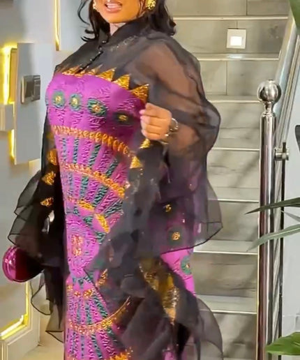Colorful Brocade Ruffle Kaftan Dress: Wedding Party Cocktail Birthday Dinner