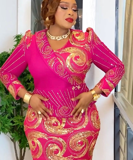 Pink Sequin Embellished Peplum Dress: Wedding Guest Outfit Mother of The Bride