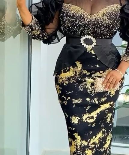 Ruffle Peplum Maxi Dress