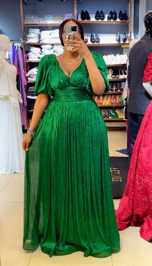 Metallic A-Line Gown | Wedding Guest Dress Plus Size Evening Wear Mother of The Bride