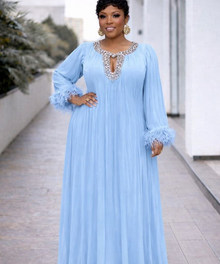 Pink Rhinestone Embellished Feathered Pleated Chiffon Twirl Skater Dress for Summer Wedding Guest Mother of The Bride Birthday Party Cocktail Gala Anniversary