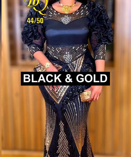 Dramatic Sleeve Sequin Peplum Maxi Dress | Wedding Guest Birthday Party Mother of The Bride