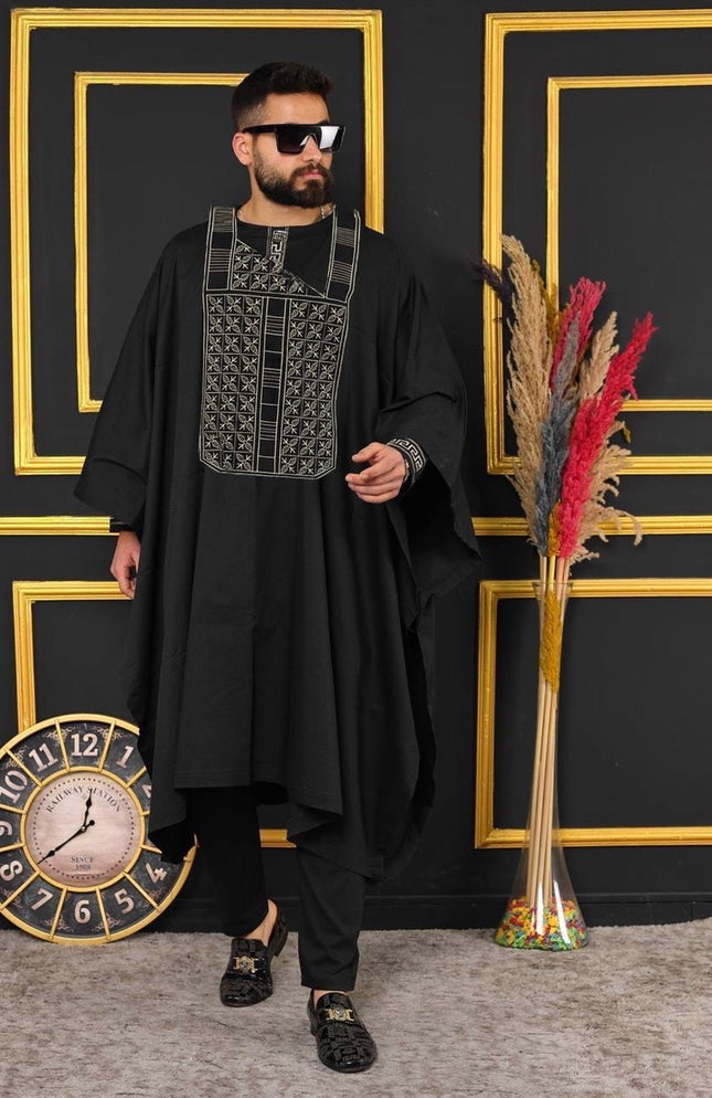 African Men's Clothing Agbada Shirt Pants Embroidery | 4 Colors