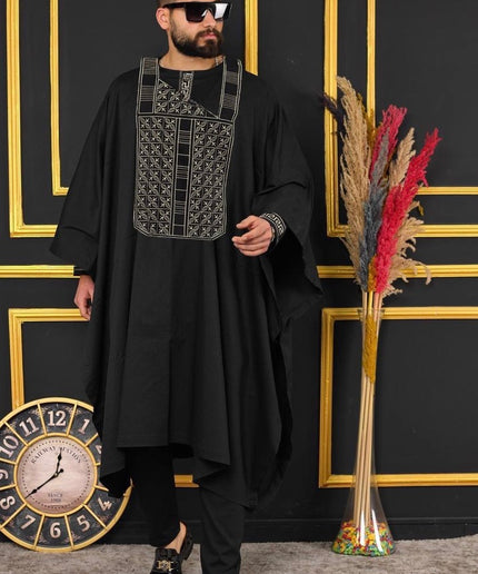 African Men's Clothing Agbada Shirt Pants Embroidery | 4 Colors
