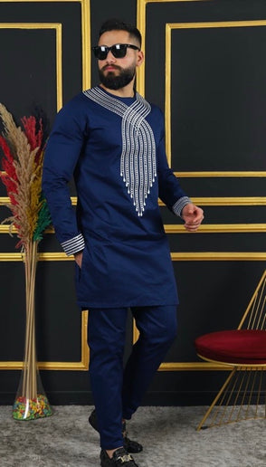 African Men's Clothing Embroidered Shirt & Pants | Wedding Groom, Groomsmen, Guest Birthday Party