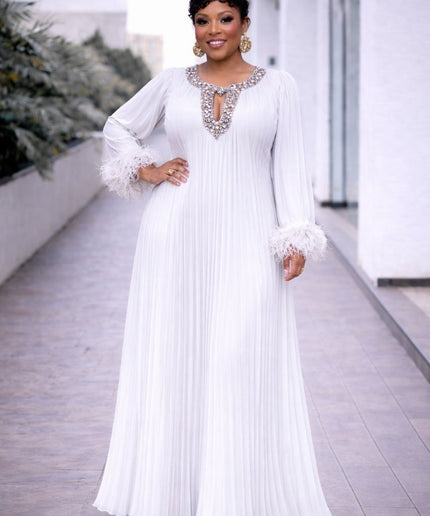 Pink Rhinestone Embellished Feathered Pleated Chiffon Twirl Skater Dress for Summer Wedding Guest Mother of The Bride Birthday Party Cocktail Gala Anniversary