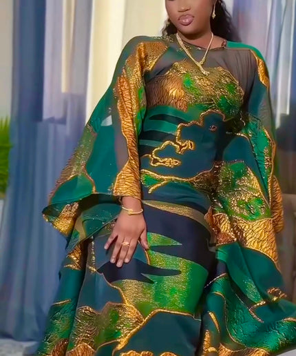 African Bubu Dress Metallic Brocade - Nigerian Wedding Guest Attire Mother of The Bride Outfit Cocktail Reception Birthday Party Photoshoot Celebrant
