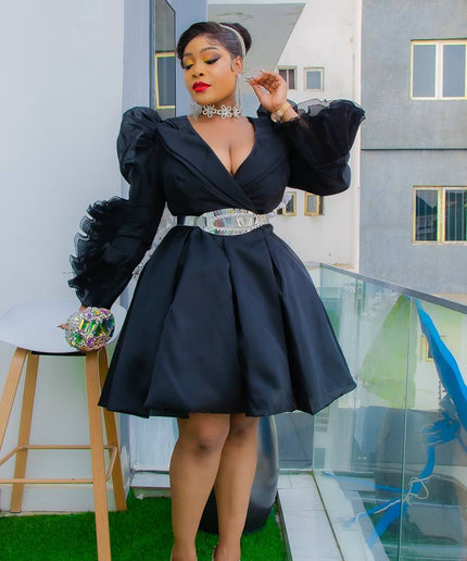 Plus Size Ruffle Sleeve White Birthday Dress Skater | Bridal Photoshoot Wedding Guest Ceremony