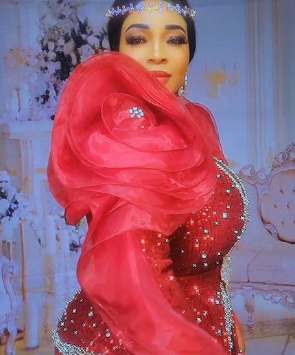 White Sequin Embellished Ruffle Sleeve Peplum Mermaid Dress for Wedding Guest Mother of The Bride Birthday Party Gala Anniversary Engagement Ceremony