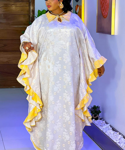 White African Bubu Ruffled Brocade Dress - Wedding Guest Mother of The Bride