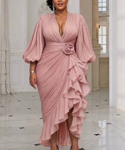 White Dramatic Ruffle Pleated Midi Dress: Summer Wedding Guest Birthday Photoshoot Cocktail Tea Party Reception Formal Evening Dinner