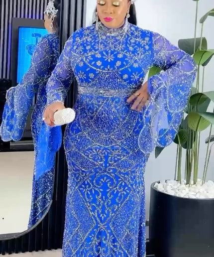Fancy Embellished Wide Sleeve Maxi Dress | Wedding Guest Birthday Party Gala Anniversary