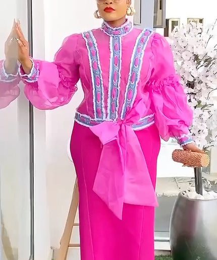 Dramatic Sleeve Bow Embellished Maxi Dress | Women's Fashion Wedding Guest Party Birthday Gala Graduation Celebrant